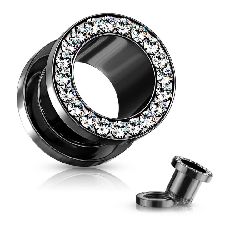 Piercing Plug Oreille en Titane anodisé Multi Gemmes