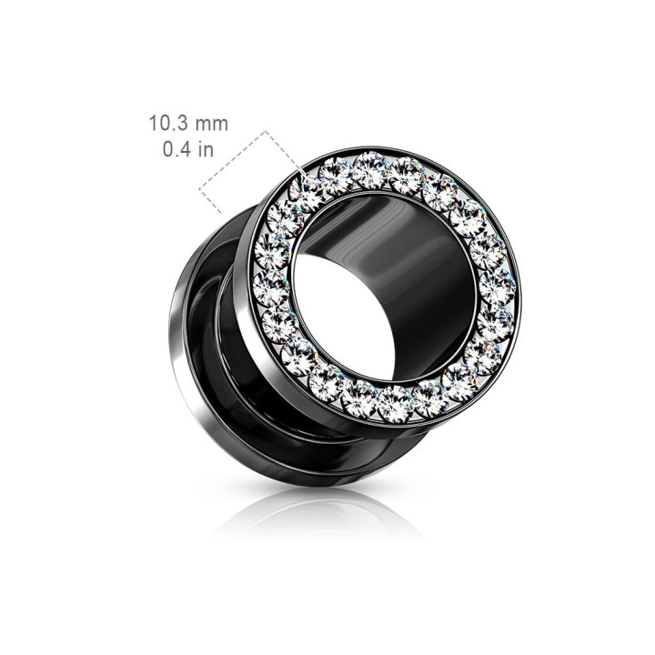 Piercing Plug Oreille en Titane anodisé Multi Gemmes
