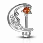 Piercing nombril inversé Lune et Etoile orange