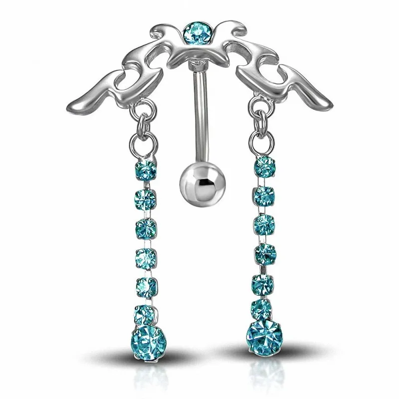 Piercing nombril inversé tribal turquoise