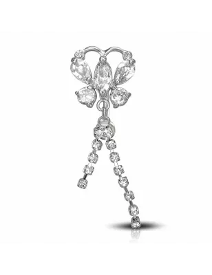 Piercing nombril inversé papillon gemmes