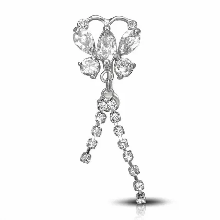 Piercing nombril inversé papillon gemmes