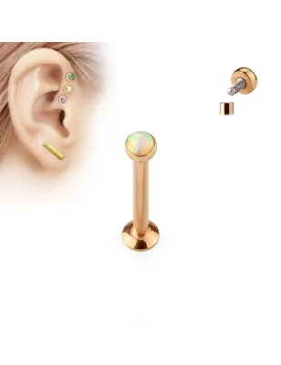 Piercing labret noir vissage interne opale