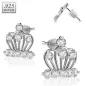 Paire boucles d'oreille argent couronne pavée de strass Paire boucles d'oreille argent couronne pavée de strass