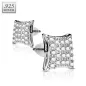 Paire boucles d'oreille argent rectangle pavé de strass Paire boucles d'oreille argent rectangle pavé de strass