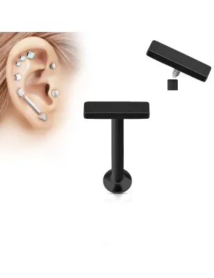 Piercing oreille labret vissage interne barre noir