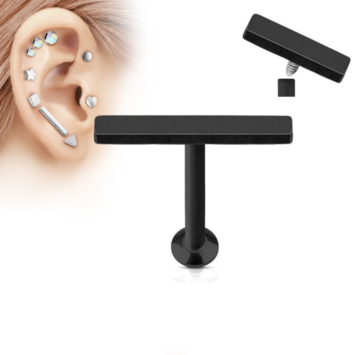 Piercing labret vissage interne barre noir
