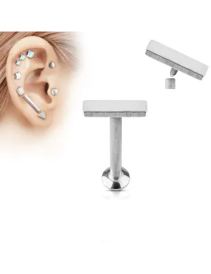 Piercing oreille labret vissage interne barre argenté