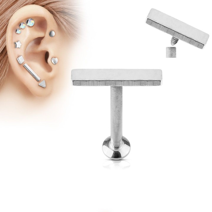 Piercing labret vissage interne barre argenté