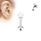 Piercing oreille labret vissage interne étoile argentée Piercing oreille labret vissage interne étoile argentée