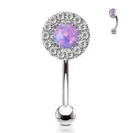 Piercing arcade acier opale violette gemmes