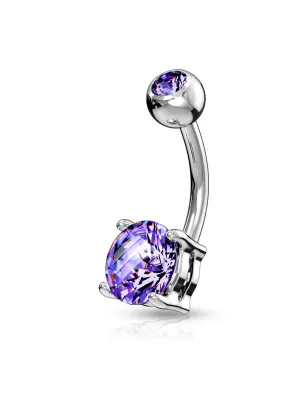 Piercing nombril solitaire zirconium rond tanzanite