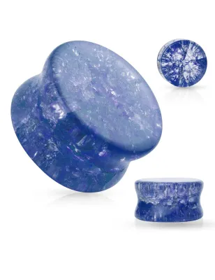 Piercing plug verre brisé bleu