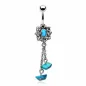 Piercing nombril charm avec perles turquoise