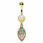 Piercing nombril plaqué or pendentif tribal ovale