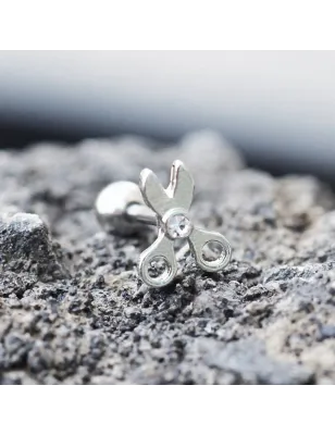 Piercing cartilage hélix ciseaux strass