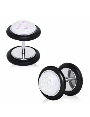 Piercing faux plug opale synthétique