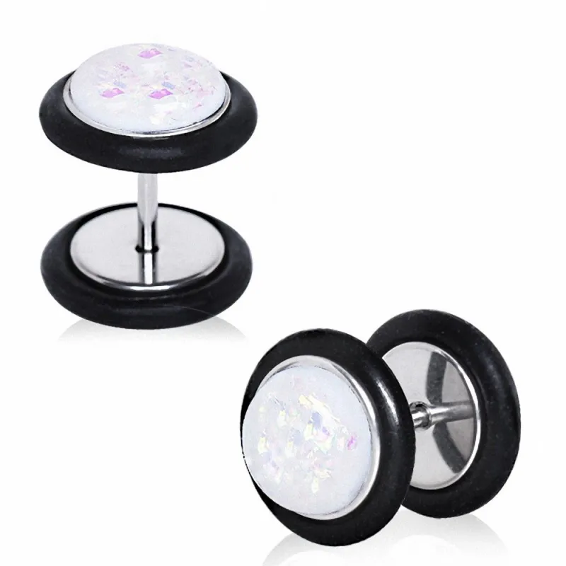 Piercing faux plug opale synthétique