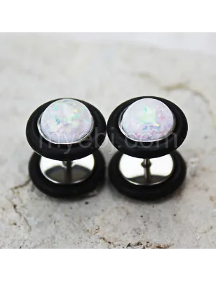 Piercing faux plug opale synthétique