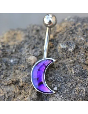 Piercing nombril lune violette