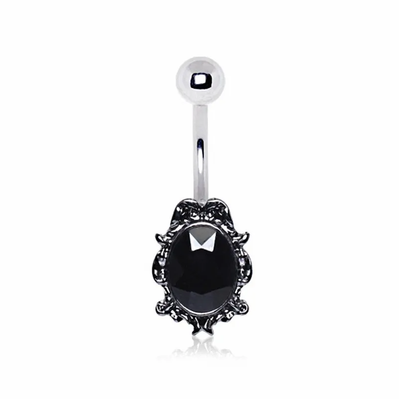 Piercing nombril ornement victorien noir