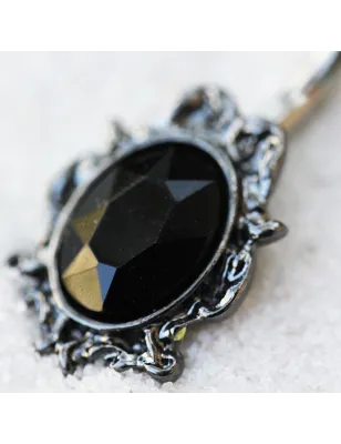 Piercing nombril ornement victorien noir