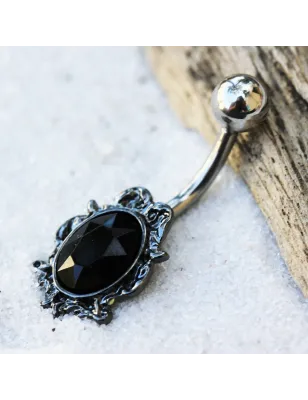Piercing nombril ornement victorien noir