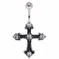 Piercing nombril croix gothiqe noire