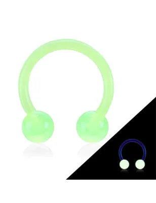 Piercing oreille fer à cheval Bioflex glow in the dark vert