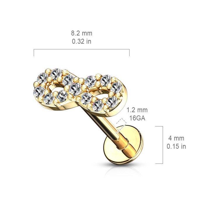 Piercing labret lèvre infini pavé de strass