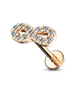 Piercing labret lèvre infini pavé de strass plaqué or