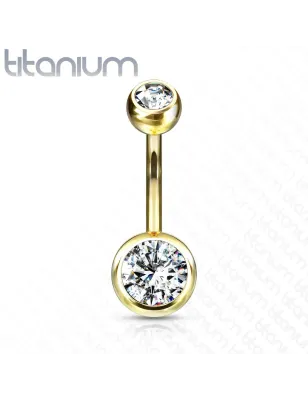 Piercing nombril Titane G23 Double Gemmes