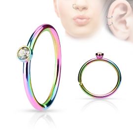 Piercing nez anneau rainbow cristal blanc
