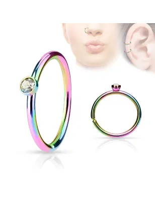 Piercing nez anneau rainbow cristal blanc