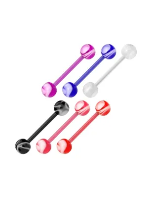 Lot de 6 piercing langue bioflex marbrés