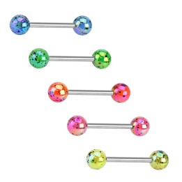 Lot de 5 piercing langue taches métallisées