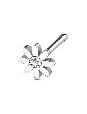 Piercing nez tige droite marguerite blanc