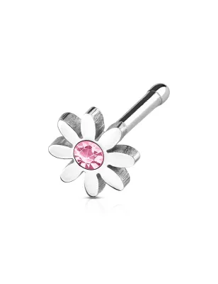 Piercing nez tige droite marguerite rose