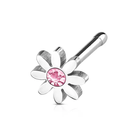 Piercing nez tige droite marguerite rose