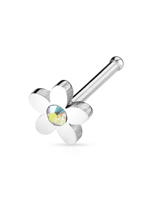 Piercing nez tige droite fleur aurore boréale