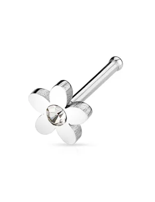Piercing nez tige droite fleur blanc