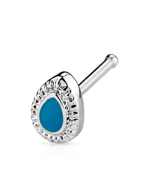 Piercing nez tige droite goutte turquoise