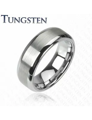 Bague Tungstène finition Mat centrale - Bague homme et femme en tungstene
