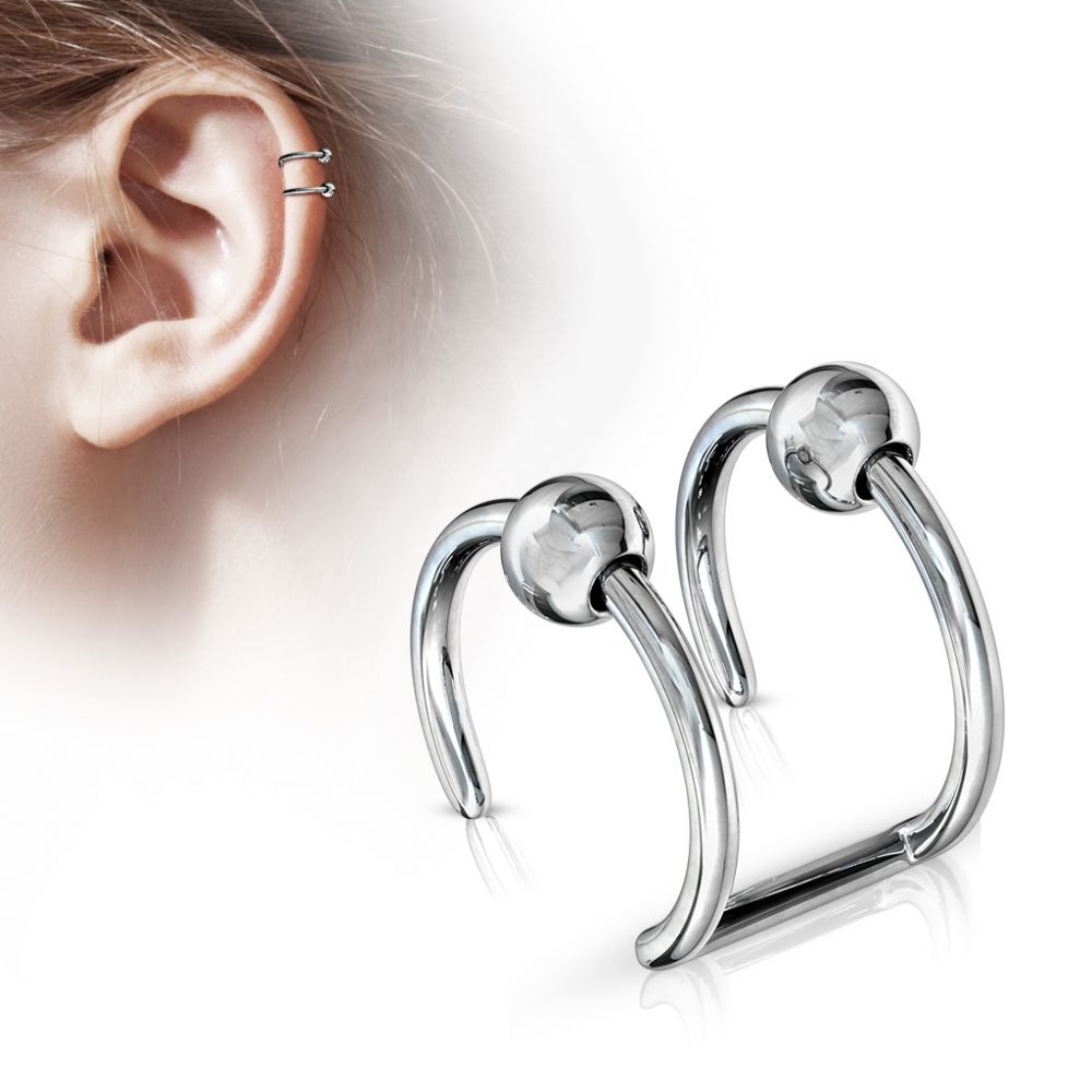 Faux piercing boucle d'oreille clip acier 