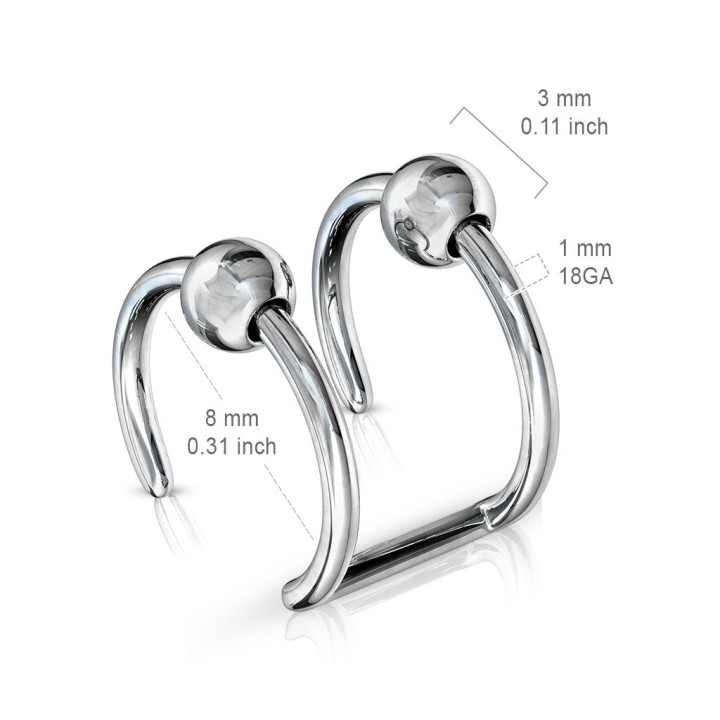 Faux Piercing Oreille Cartilage acier Billes - Bijou Faux Piercing