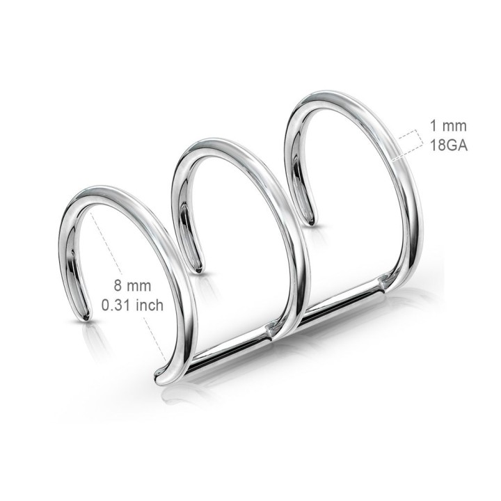 Faux Piercing Oreille Cartilage Triple Anneaux - Bijou Faux Piercing
