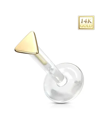 Piercing oreille labret Bioplast triangle en Or Jaune 14 Carats