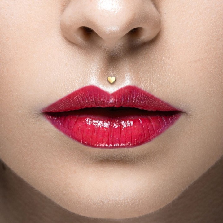 Piercing labret Bioplast coeur en Or Jaune 14 Carats