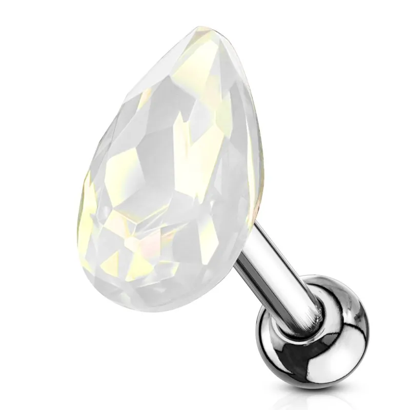 Piercing cartilage hélix larme cristal opaline claire