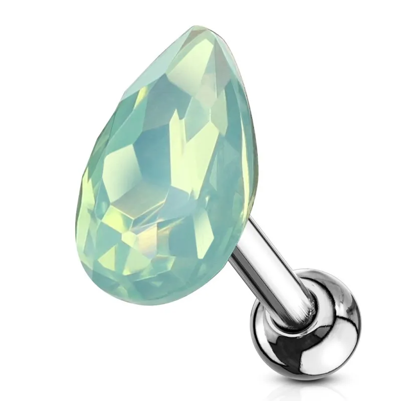 Piercing cartilage hélix larme cristal opaline verte